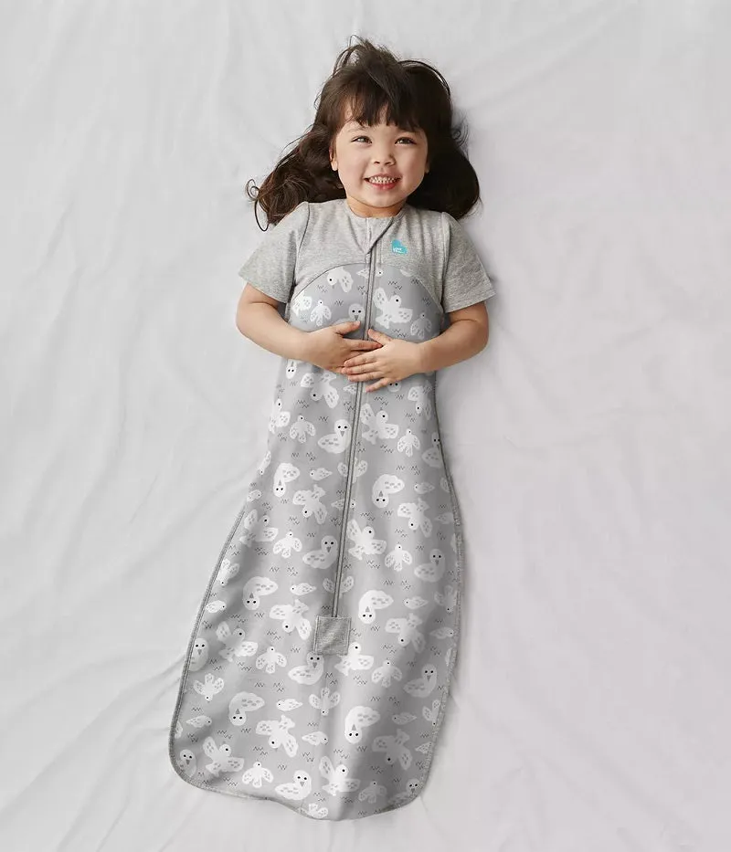 Love To Dream Organic Cotton Fleece Short Sleeve Sleep Bag 1.0 TOG - Grey Doves