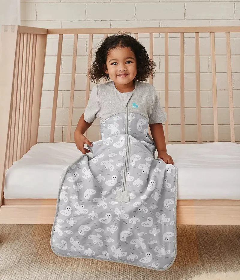 Love To Dream Organic Cotton Fleece Short Sleeve Sleep Bag 1.0 TOG - Grey Doves