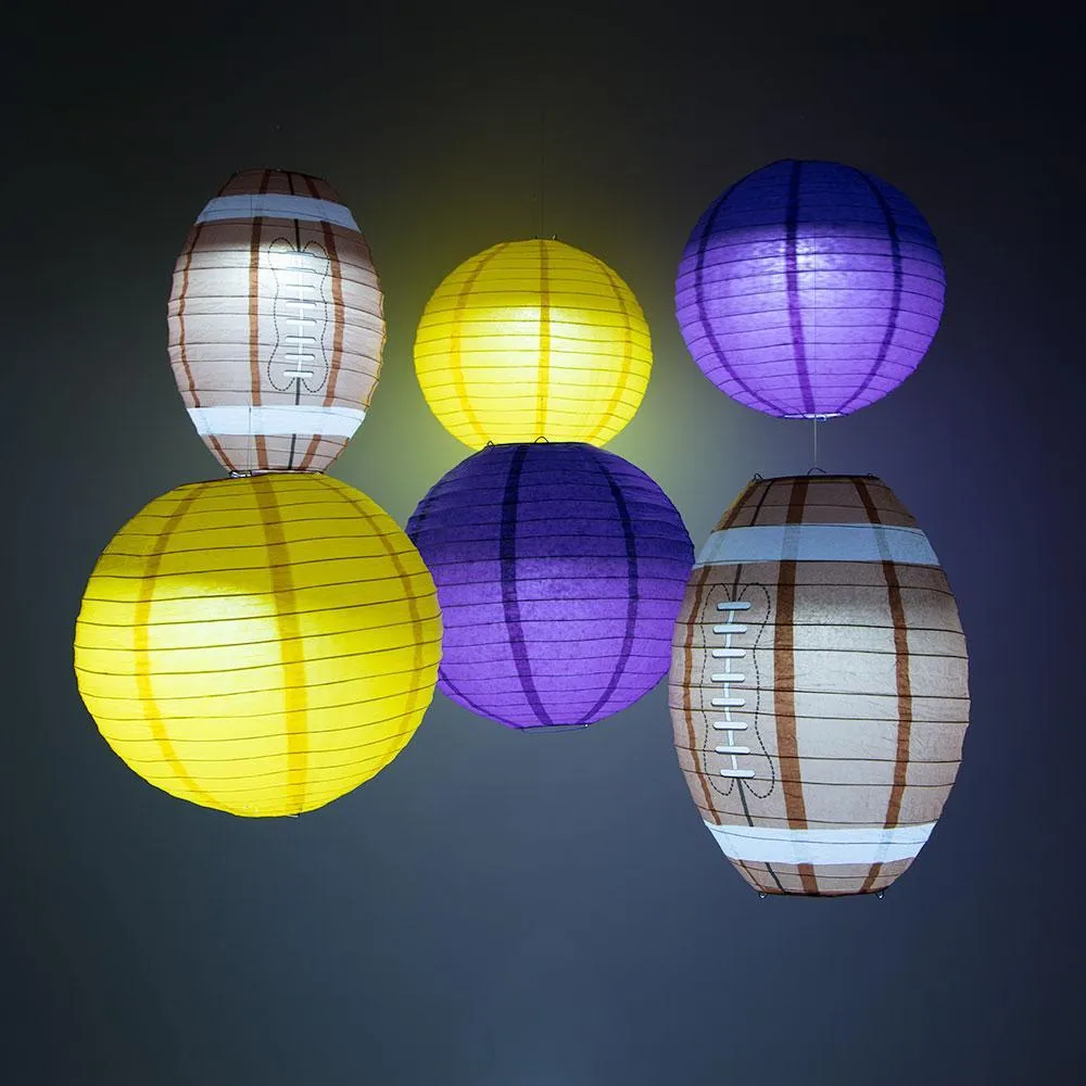 Minnesota Pro Football Paper Lanterns 6pc Combo Tailgating Party Pack (Purple/Yellow)  - by PaperLanternStore