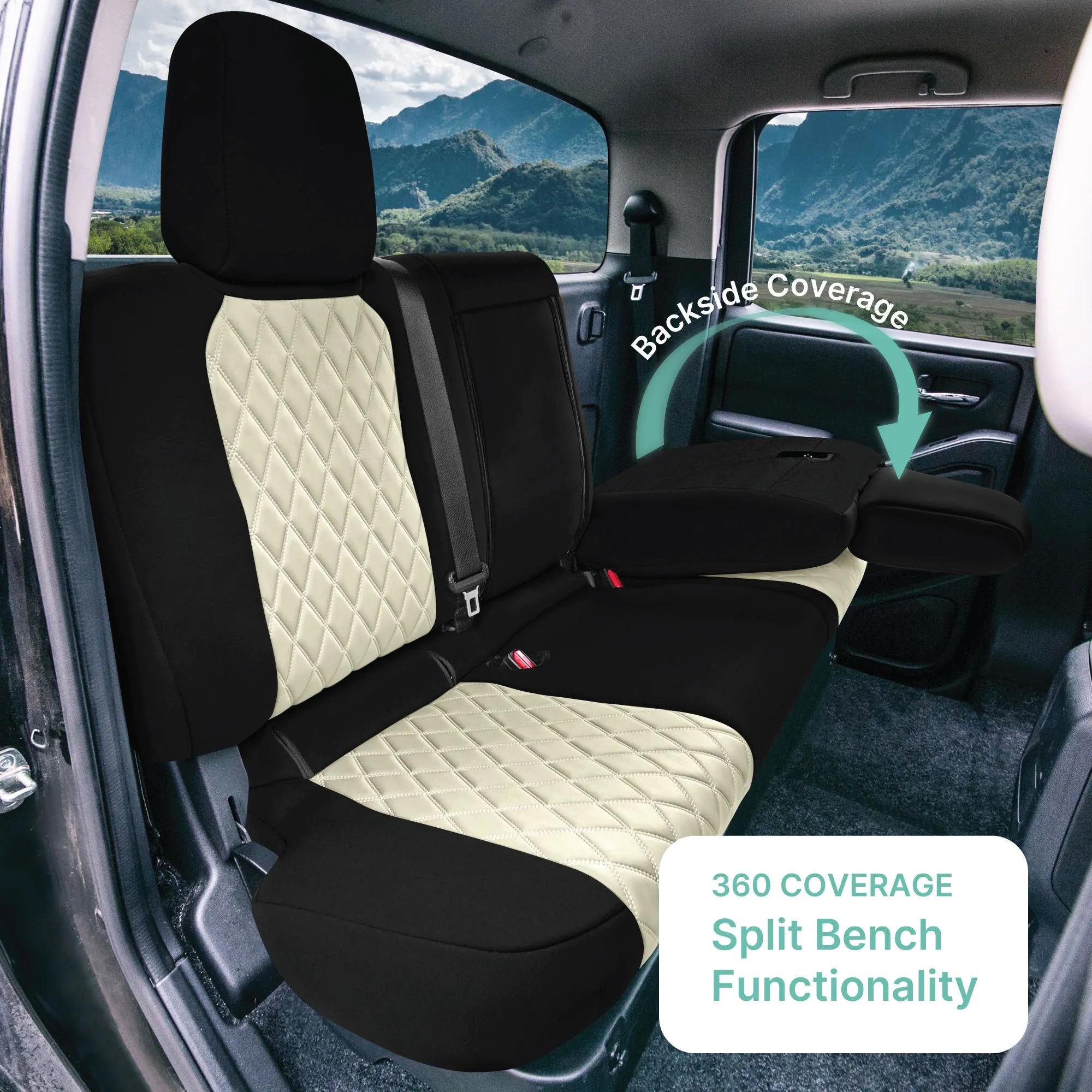 Nissan Frontier - 2022-2024 - Rear Set Seat Covers - Beige Ultraflex Neoprene