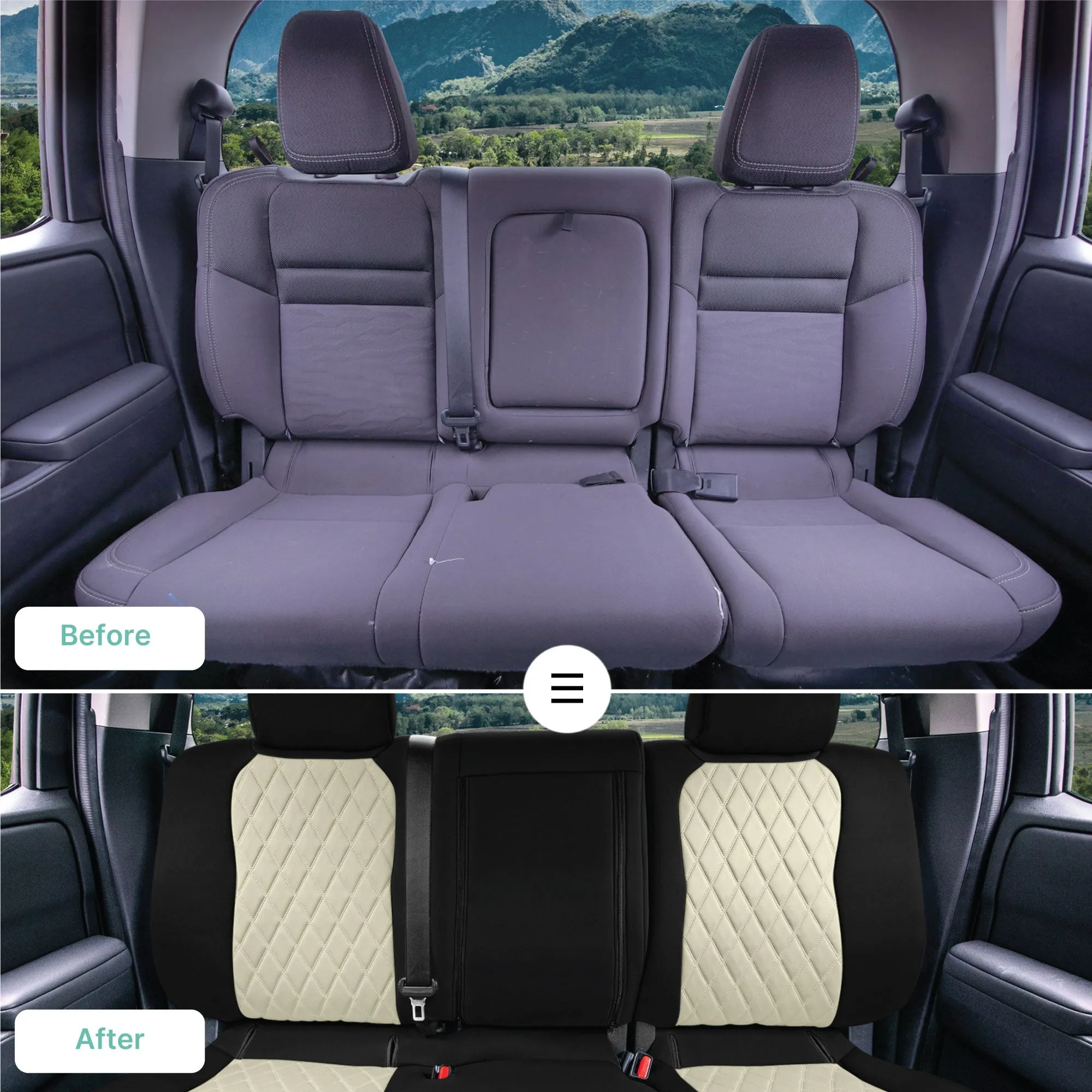 Nissan Frontier - 2022-2024 - Rear Set Seat Covers - Beige Ultraflex Neoprene