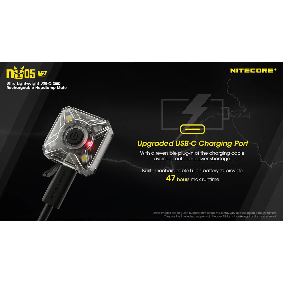 Nitecore NU05-V2 Red/White Safety and Signal Light (USB-C Rechargeable)