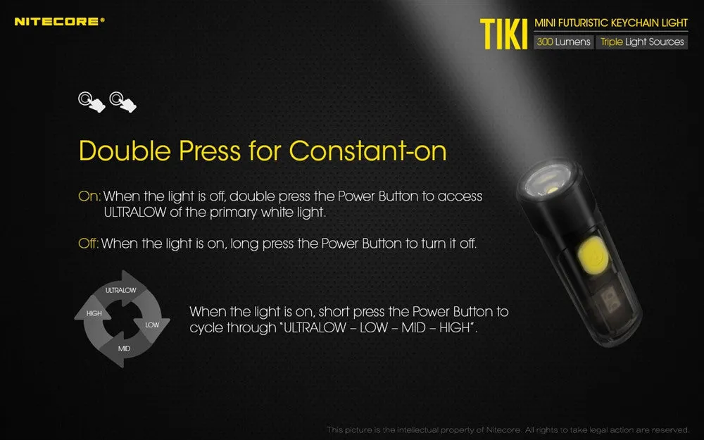 Nitecore TIKI Keychain Light w/ Aux. UV Beam (300 Lumens | USB Rechargeable)