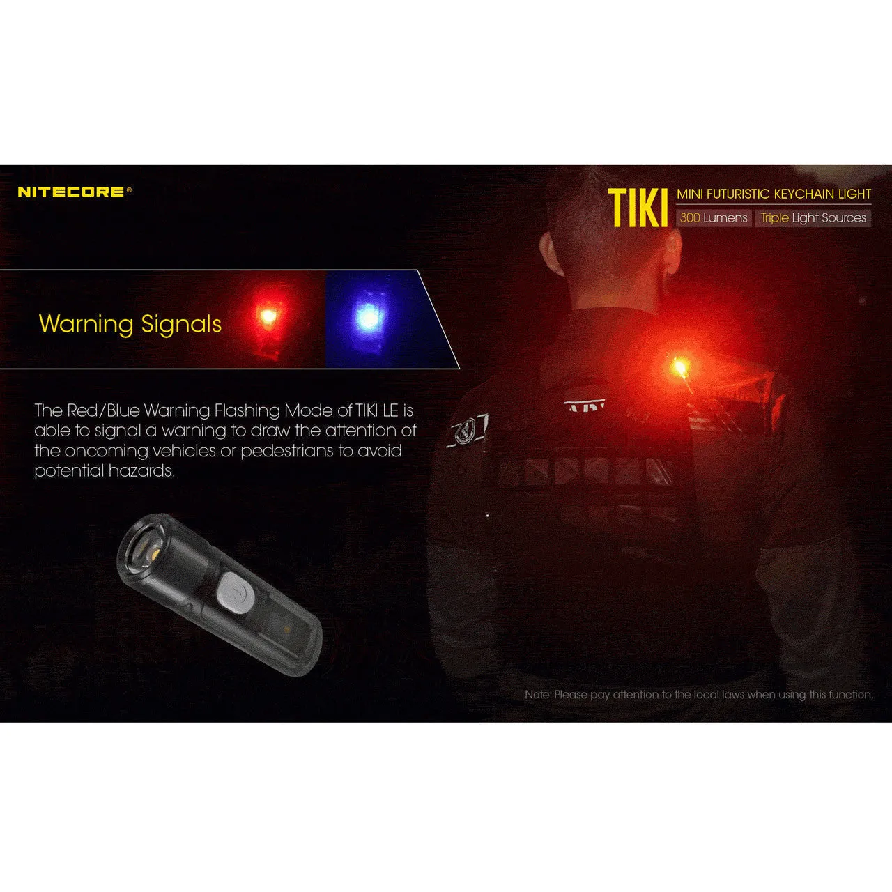 Nitecore TIKI LE Keychain Light w/ Aux. Red/Blue Beams (300 Lumens | USB Rechargeable)