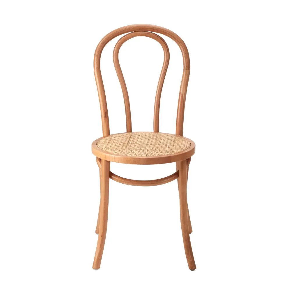 Oikiture 2PCS Dining Chair Solid Wooden Ratan Seat Beige