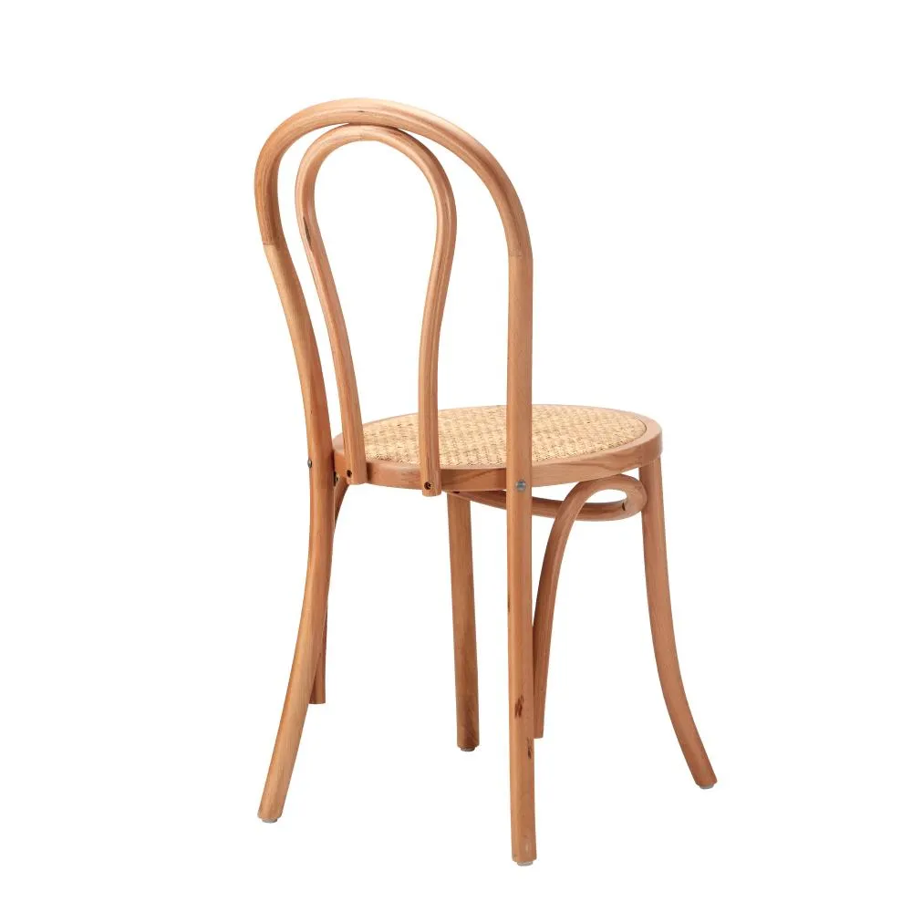 Oikiture 2PCS Dining Chair Solid Wooden Ratan Seat Beige