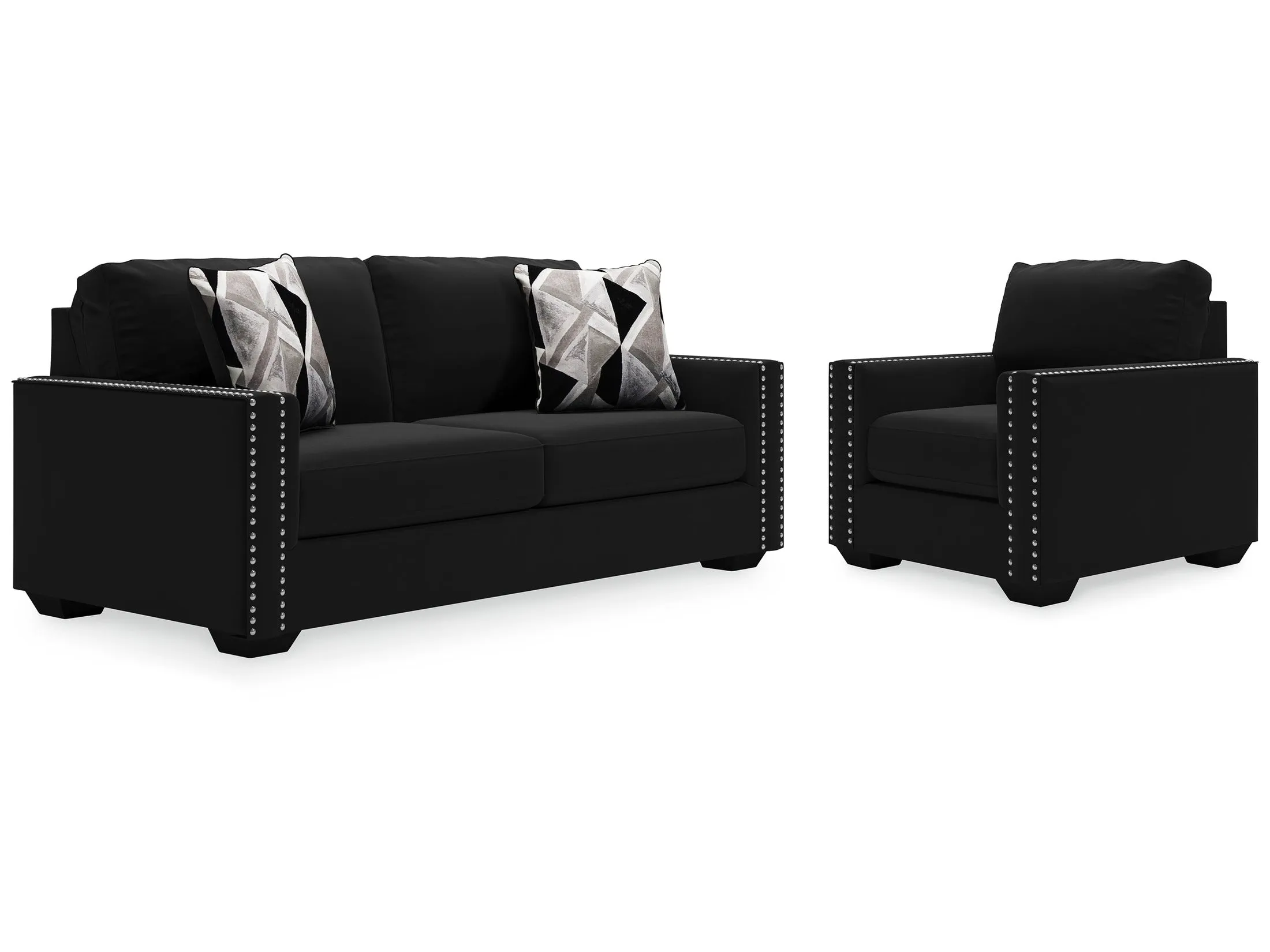 (Online Special Price) Gleston Black Sofa and 2 Chairs