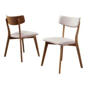 Open Box - Set of 2 Chazz Mid-Century Dining Chair Light Beige - Christopher Knight Home