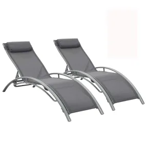 Outdoor Patio Lounge Chairs Aluminum Pool Chaise Lounges Adjustable for All Weather for Beach Backyard（2-Pack Gray