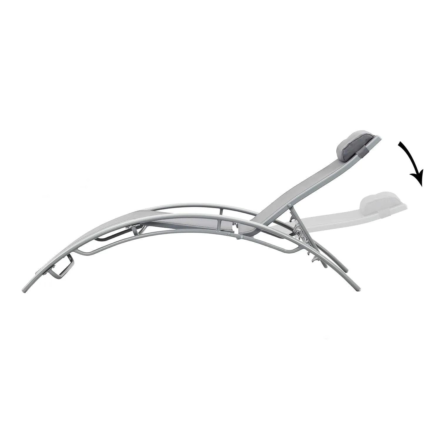 Outdoor Patio Lounge Chairs Aluminum Pool Chaise Lounges Adjustable for All Weather for Beach Backyard（2-Pack Gray