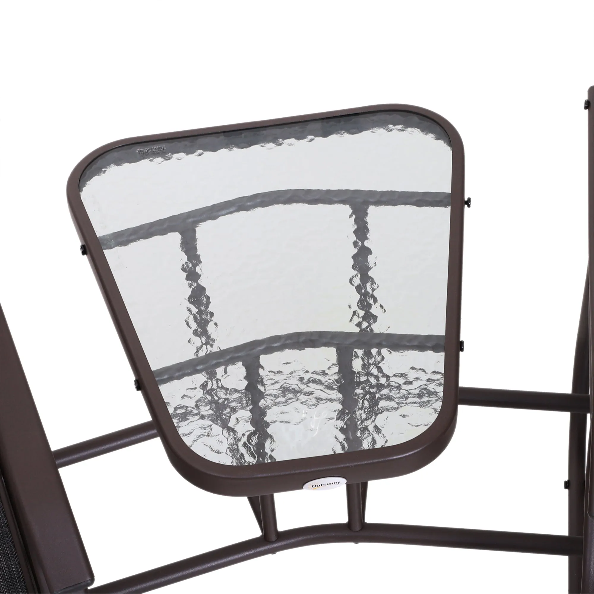 Outsunny Double Glider Companion Rocking Garden Chairs Loveseat Grey and Brown