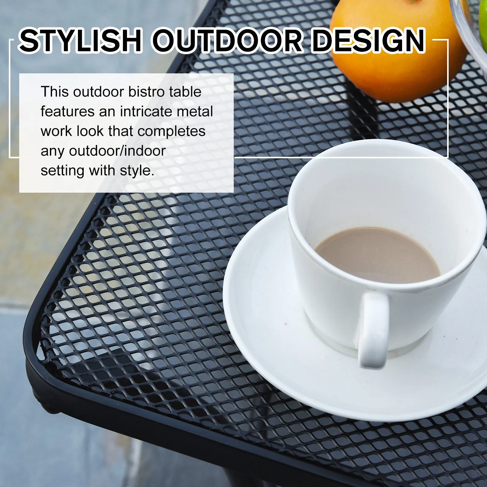 Outsunny Patio End Table - Black
