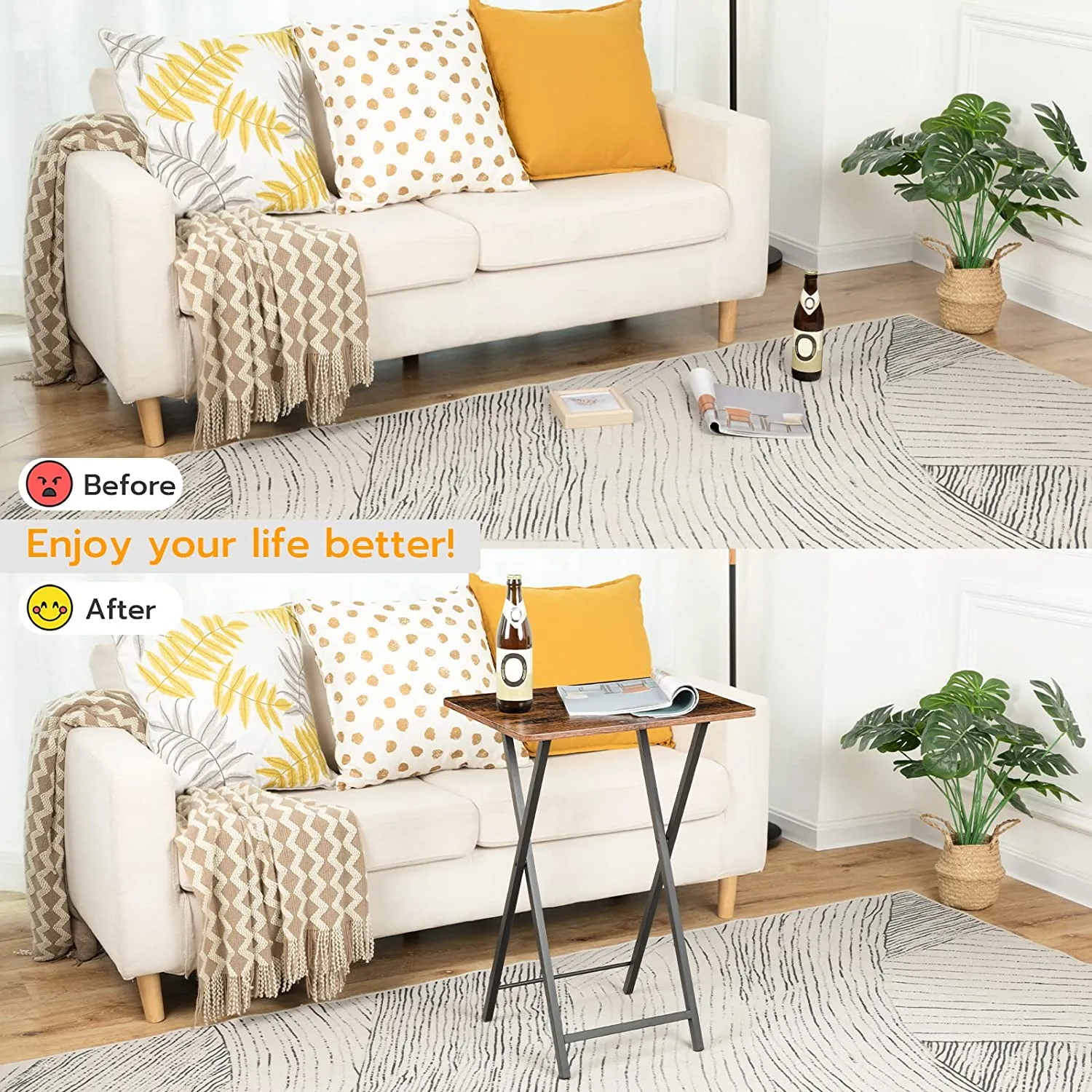 Portable TV Trays Set of 2, Folding TV Dinner Tables, TV Tray Tables