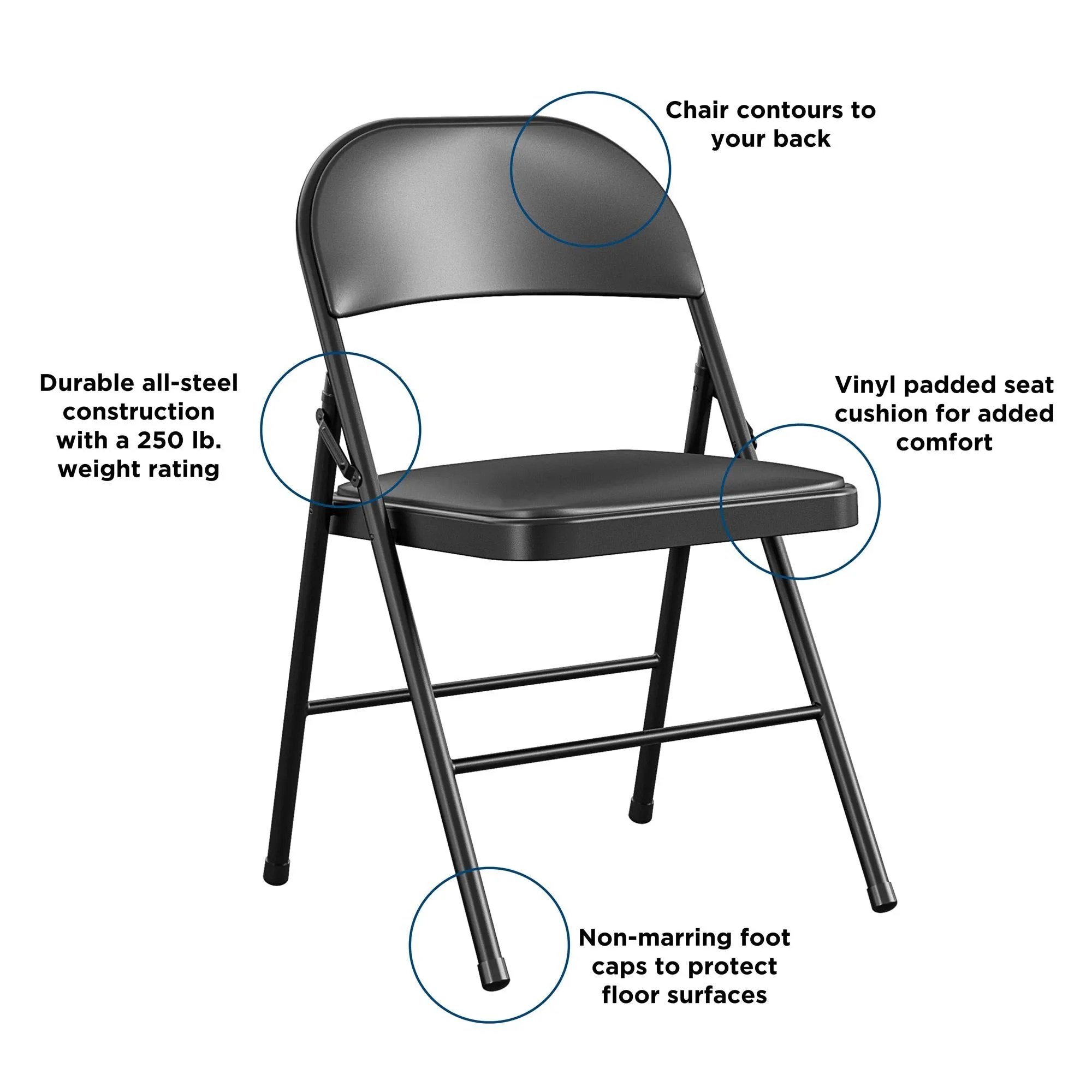 Premium Vinyl Padded Metal Folding Chair, Set of 4