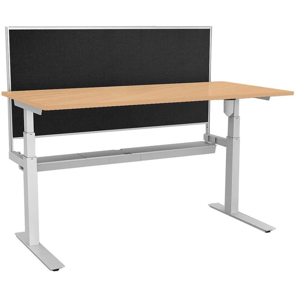 Rapidline Rapid Paramount Single Open Electric Height Adjustable Workstation With Privacy Screen 1800 X 750 X 607Mm Beech