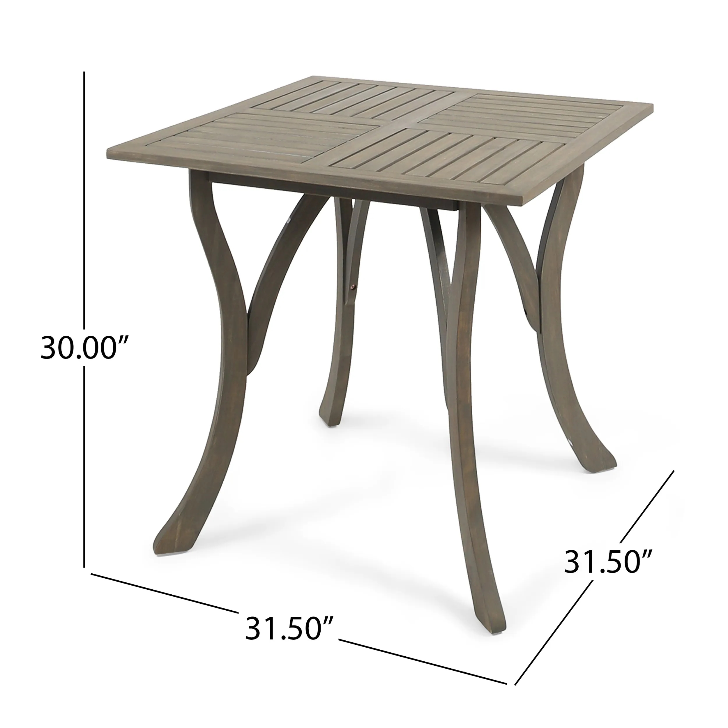 Ruiz Outdoor Acacia Wood 4 Seater Square Dining Set with Mesh Seats