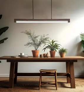 Slimline Brown Baton Led Hanging Lamp | Pendant Light for Living Room Decor