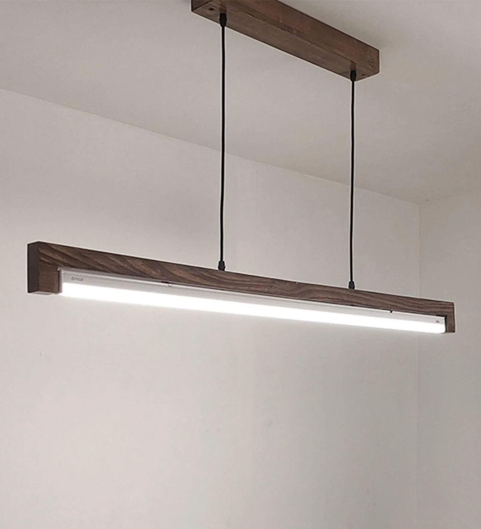 Slimline Brown Baton Led Hanging Lamp | Pendant Light for Living Room Decor