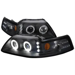 Spec-D 99-04 Ford Mustang Dual Halo Projector Headlights Black