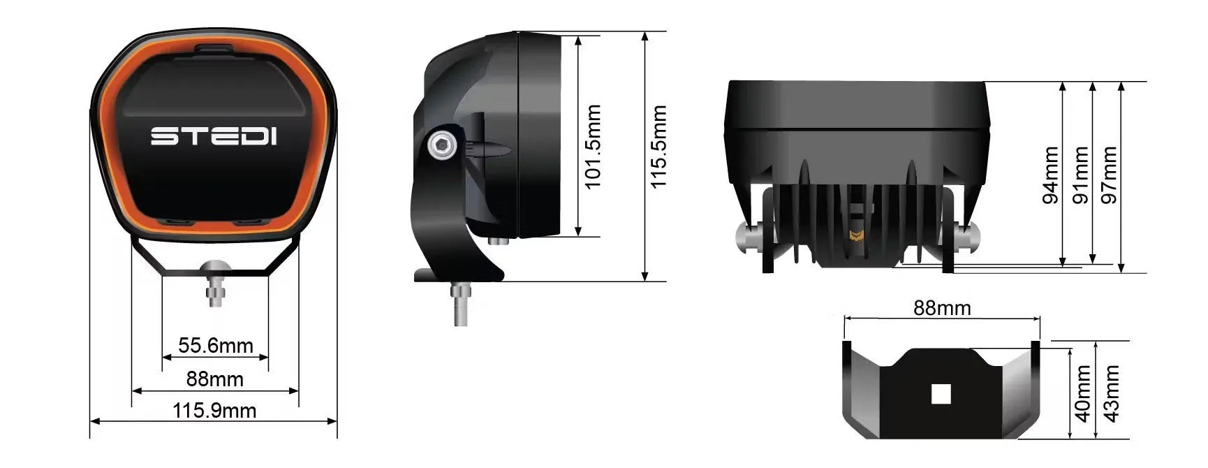 STEDI | TYPE X™ EVO Mini 4 Inch LED Driving Lights
