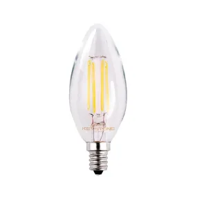 Straight Tip Chandelier Filament bulb, 60W Equivalent, B11 shape, E12 Candalbra base, 3000K, 90 CRI , Clear