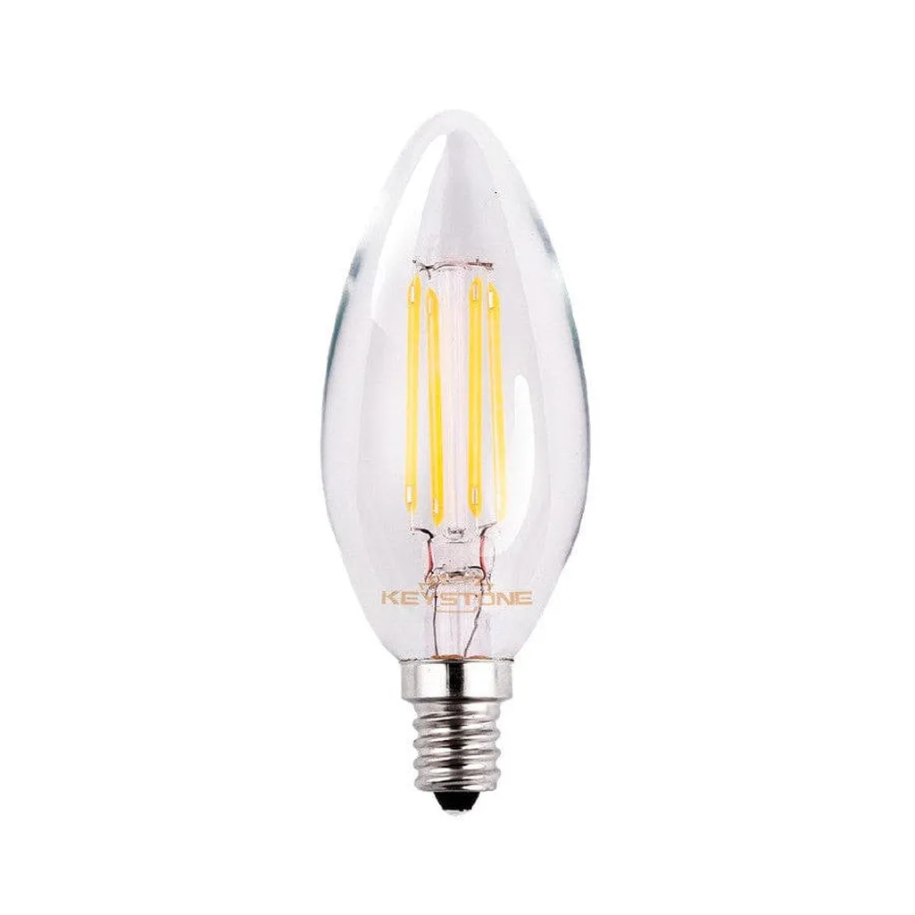 Straight Tip Chandelier Filament bulb, 60W Equivalent, B11 shape, E12 Candalbra base, 3000K, 90 CRI , Clear