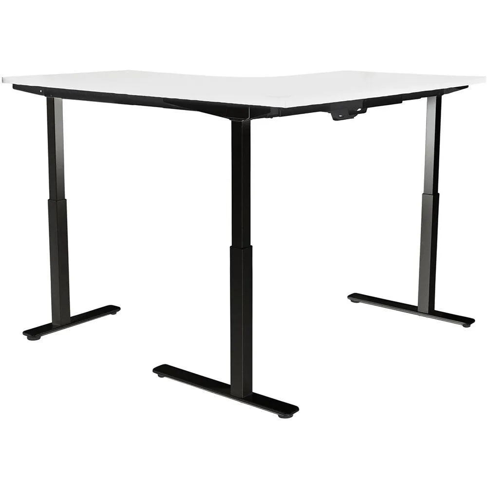 Summit Electric Sit To Stand Corner Workstation 1800 X 1800 X 750Mm White Top Black Frame