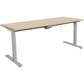 Summit Electric Sit To Stand Straight Desk 1800 X 750Mm Beech Top Silver Frame