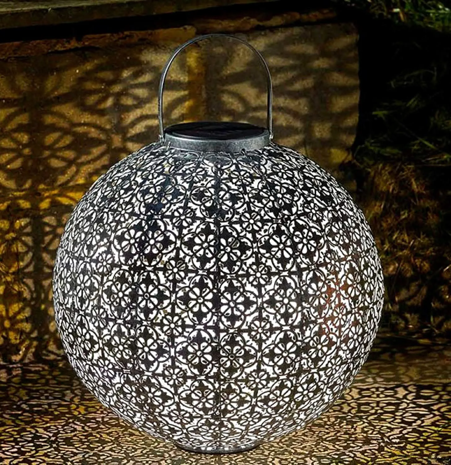 Turkish Style Solar Garden Ornament White LED with Silver Glove Effect