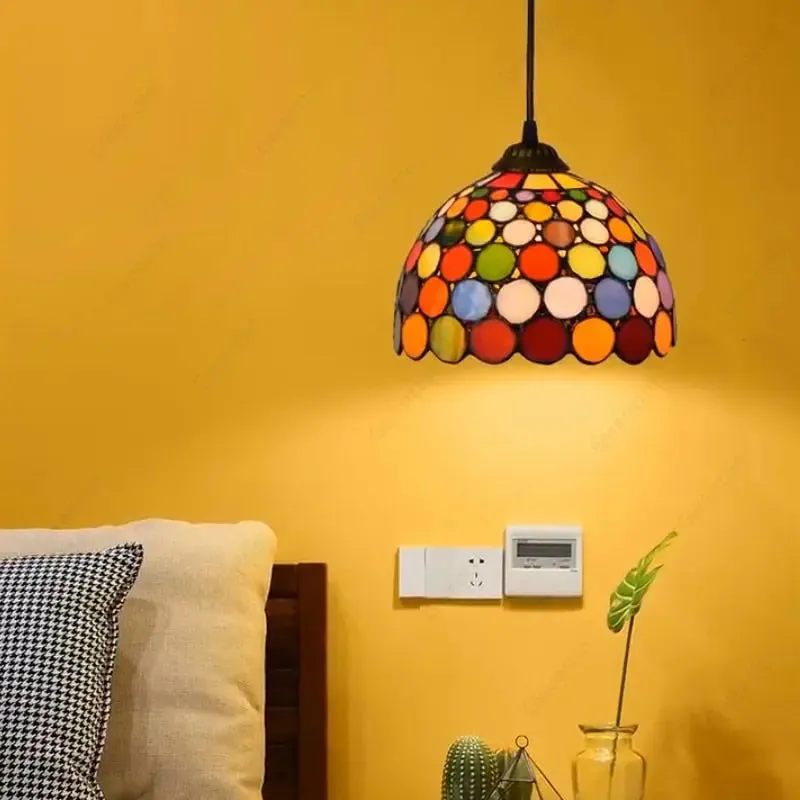 Vintage Stained Glass Led Hanging Tiffany Lamps