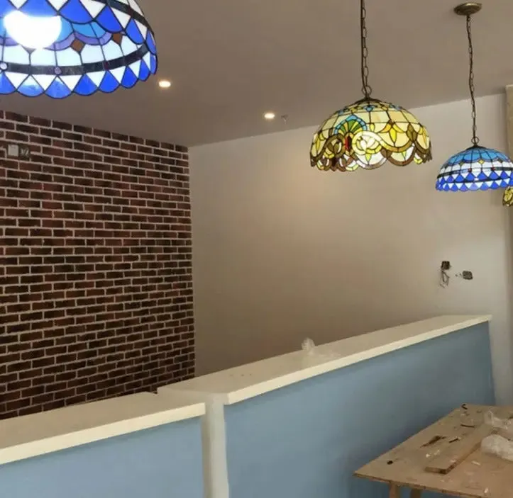 Vintage Stained Glass Led Hanging Tiffany Lamps