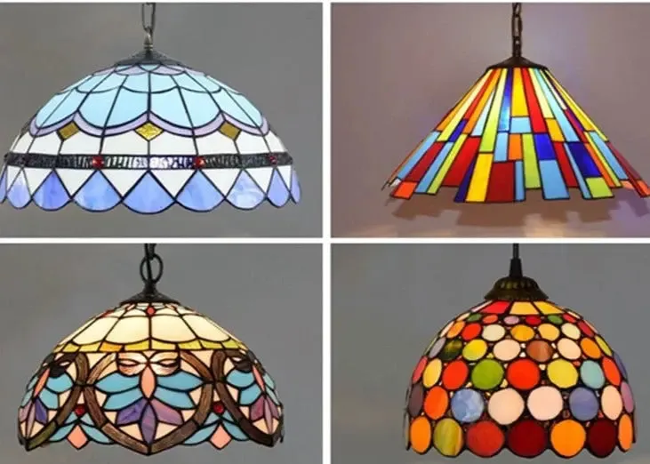 Vintage Stained Glass Led Hanging Tiffany Lamps