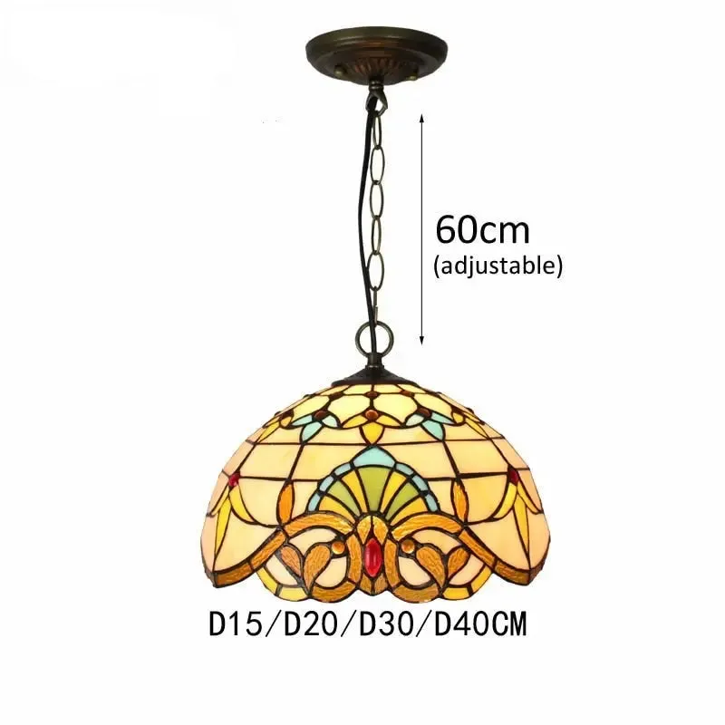 Vintage Stained Glass Led Hanging Tiffany Lamps