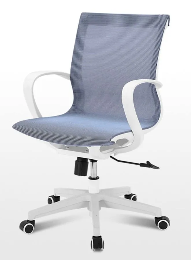 White Frame Middle Back Ergonomic Office Chair for Executive, Manager, for Home and Offices, Blue Middle Back Ergonomic Office Chair