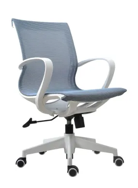 White Frame Middle Back Ergonomic Office Chair for Executive, Manager, for Home and Offices, Blue Middle Back Ergonomic Office Chair