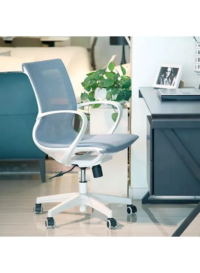 White Frame Middle Back Ergonomic Office Chair for Executive, Manager, for Home and Offices, Blue Middle Back Ergonomic Office Chair