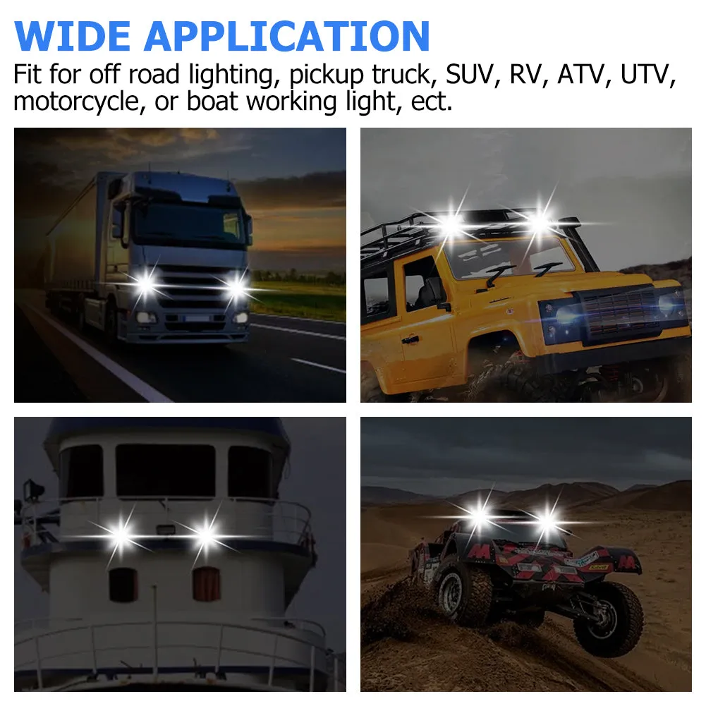 WinPower 4 Inch LED Pods, 120W 1200LM Flood Spot Combo Beam Pods Lights Off Road Light Bar Fog Lights Driving Work Light for Truck Pickup ATV UTV SUV Trailer Boat, White
