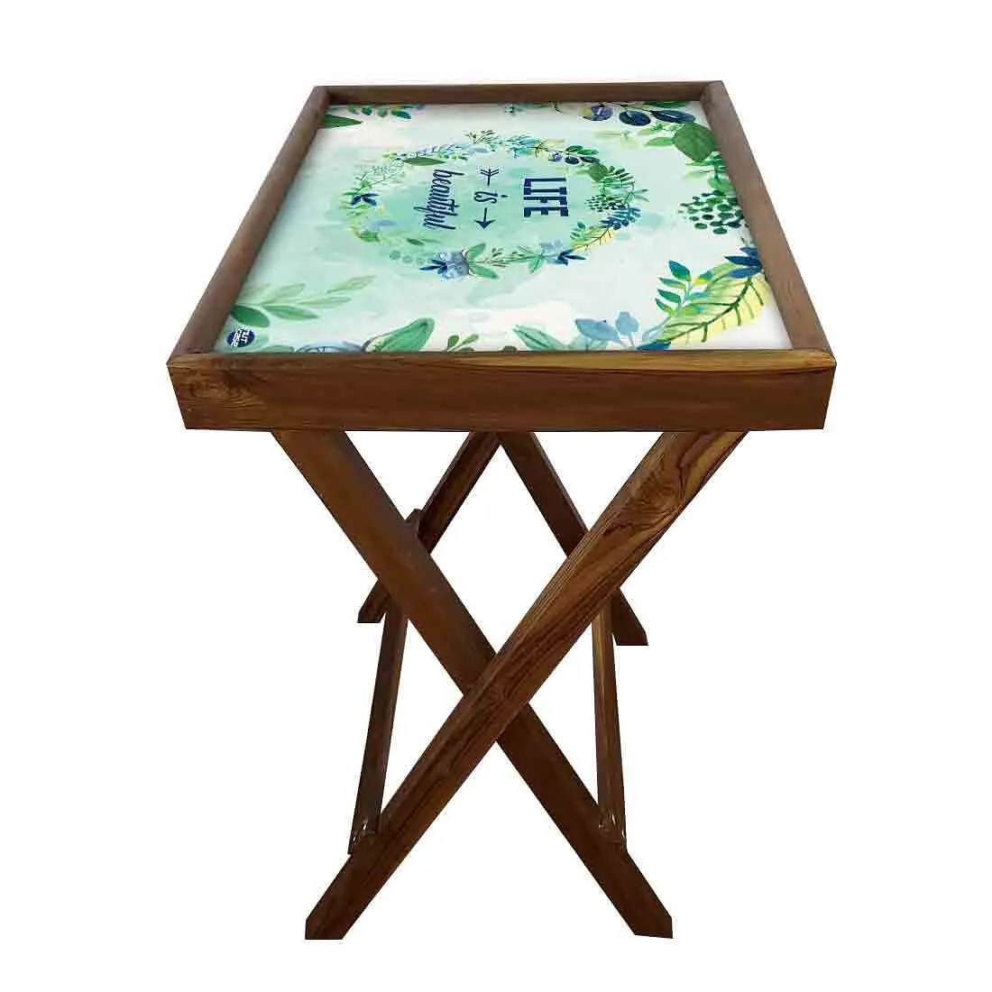 Wooden Patio Table Serving Side Tables for Living Room - Life is Beautiful