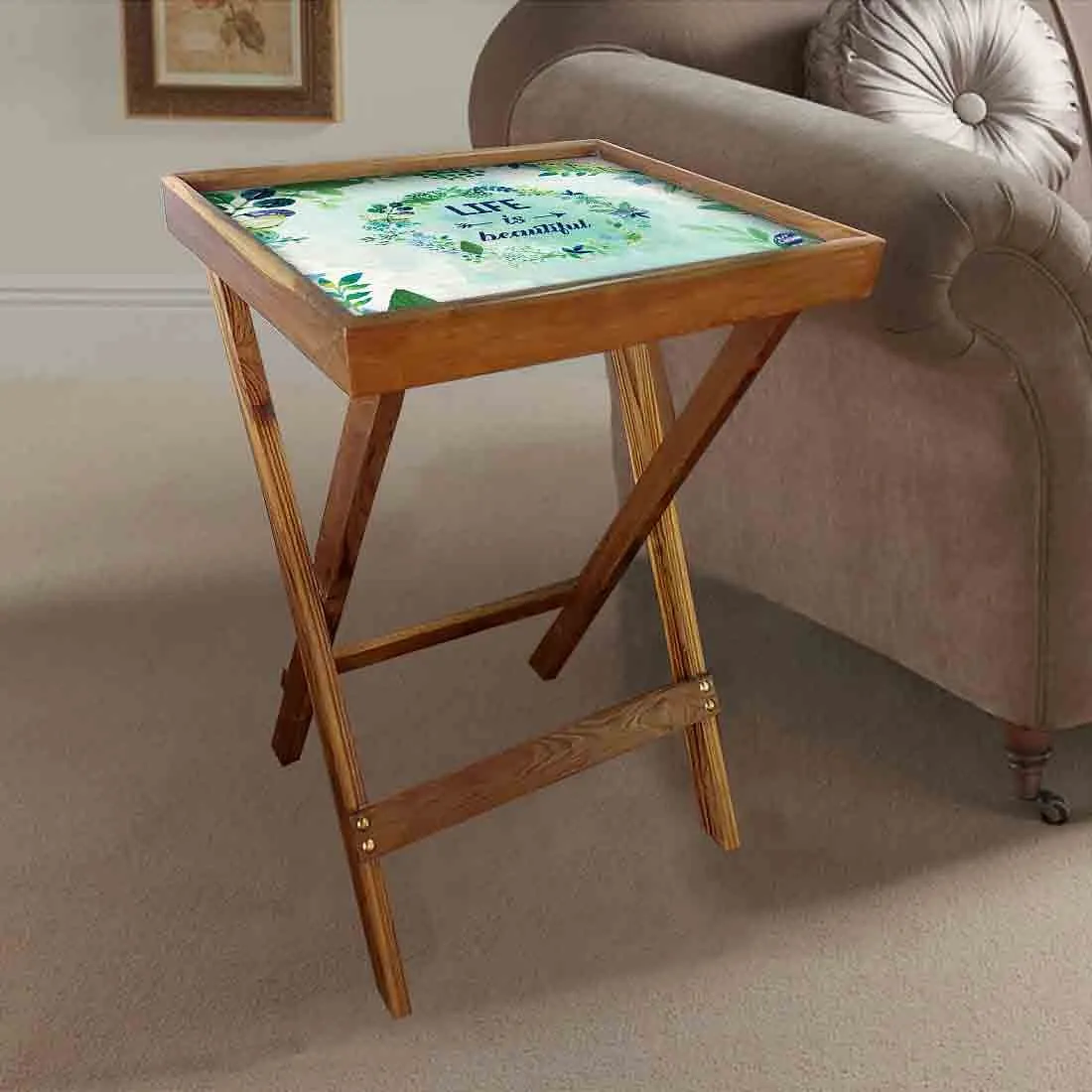 Wooden Patio Table Serving Side Tables for Living Room - Life is Beautiful